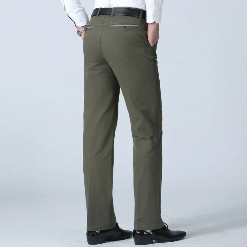 YYQWSJ-pantalones de traje informales finos para hombre, pantalones elásticos clásicos de algodón grueso, ropa de marca, moda de negocios, verano y