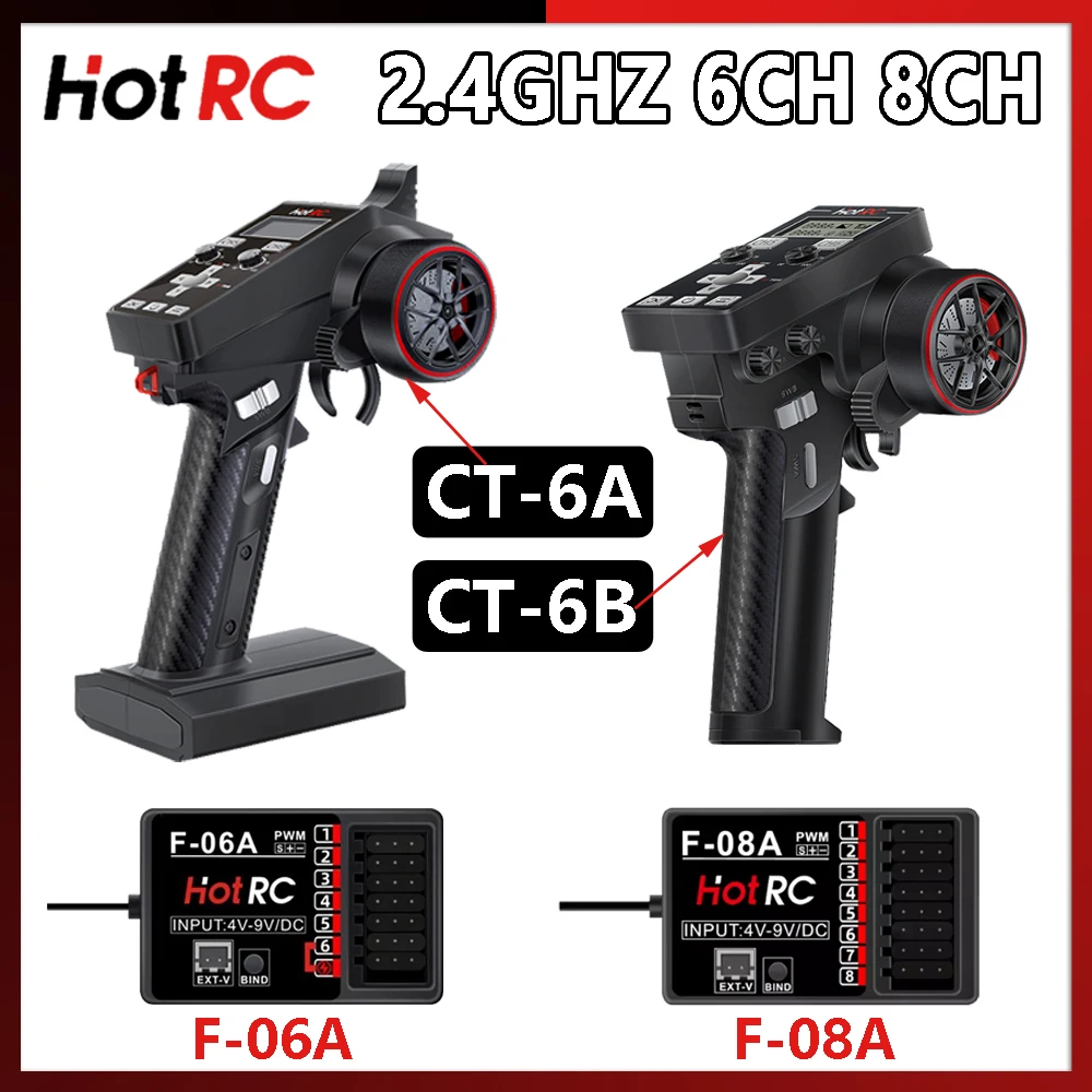 HOTRC CT-6A/CT-6B 2.4Ghz ระบบวิทยุ 6/8 ช่องสัญญาณ พร้อมตัวรับสัญญาณ PWM รุ่น F-06A/F-08A สำหรับรถบังคับ เรือบังคับ เครื่องบินบังคับ รถถังบังคับ