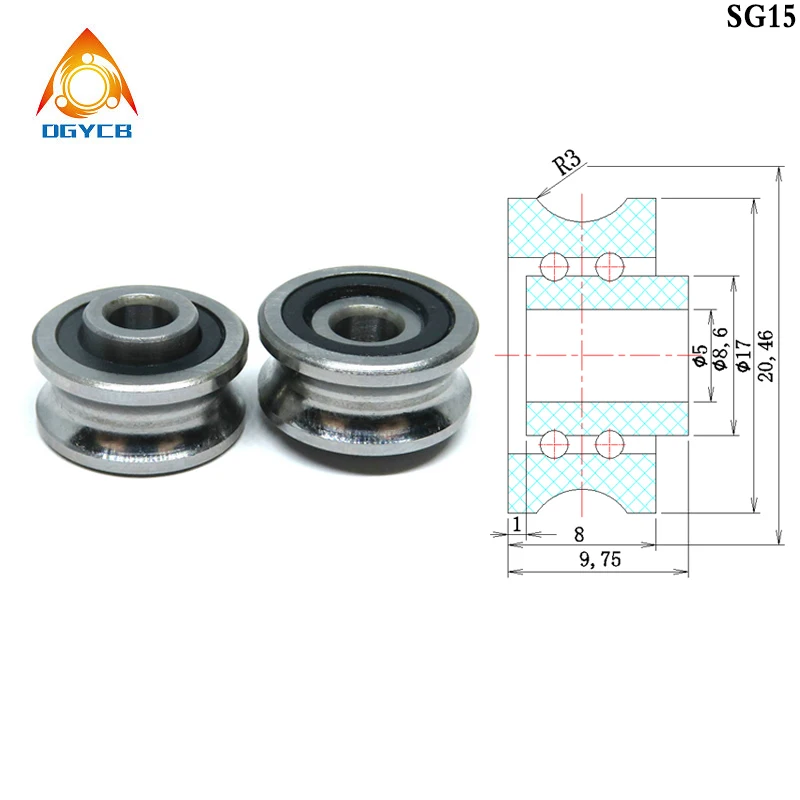 

1pcs 5x17x8 SG15 Double Row U Groove Ball Bearings 5*17*8 CO2 Laser Engraving Cutting Machine Guide Bearing