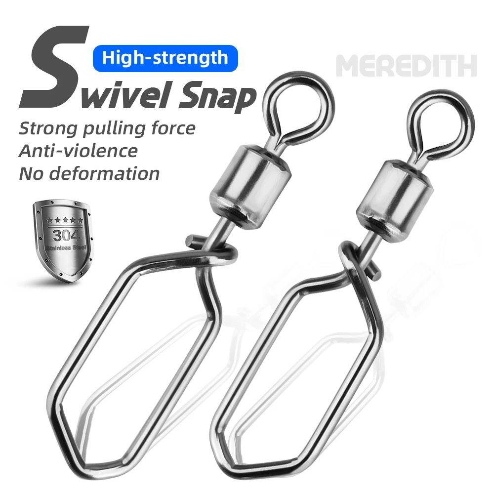 MEREDITH 20Pcs Fishing Swivels Snap Hooked Snap Stainless Steel Fishing Rolling Barrel Swivel Fishing Lure Connector Lure Tackle