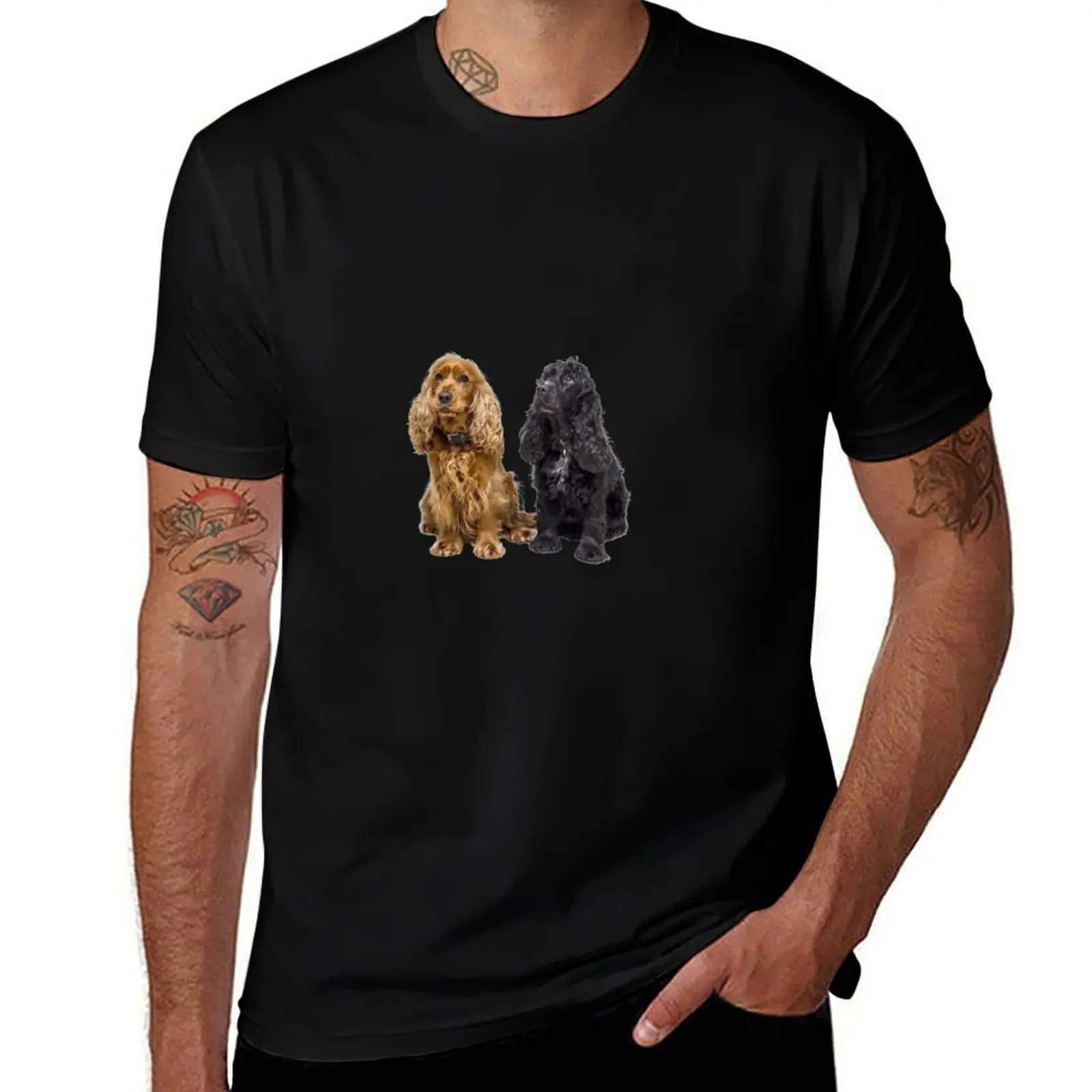 Cocker spaniel T-Shirt Vintage Print Crew Neck Tee T-Shirt