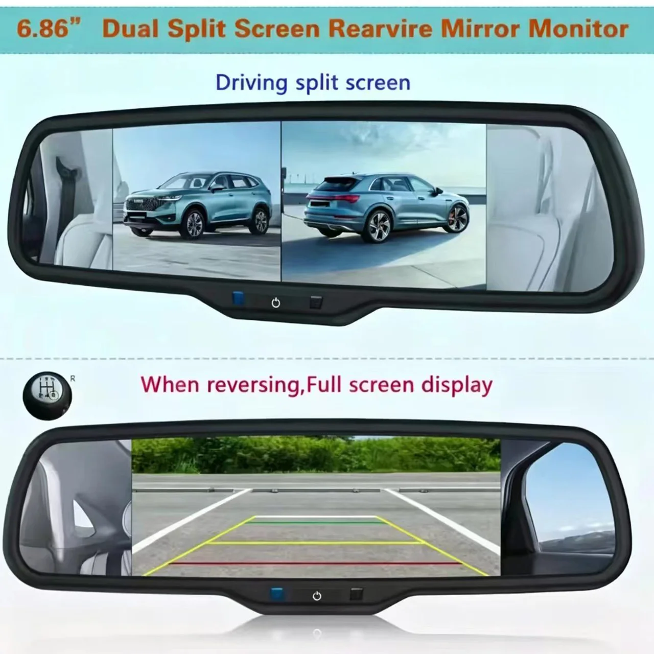 AHD1080P Brake Light Reversing Camera with Dual Split Screen Monitor for Renault Trafic,Vauxhall Vivaro,Nissan NV300 Van 2014+ view 3