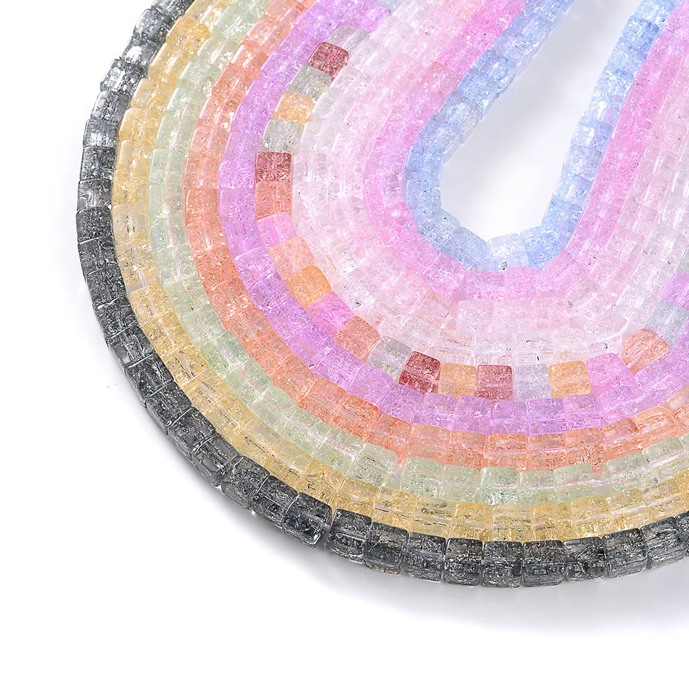Natural Stone Square Beads Crack Crystals Gem Loose Spacer Cube Beads for Jewelry Making DIY Bracelet Necklace Accessories 6mm