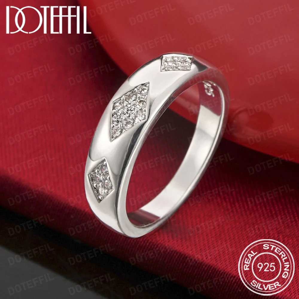 925 Sterling Silver AAA Three Crystal Ring For Woman Fashion Wedding Engagement Party Gift Charm Jewelry