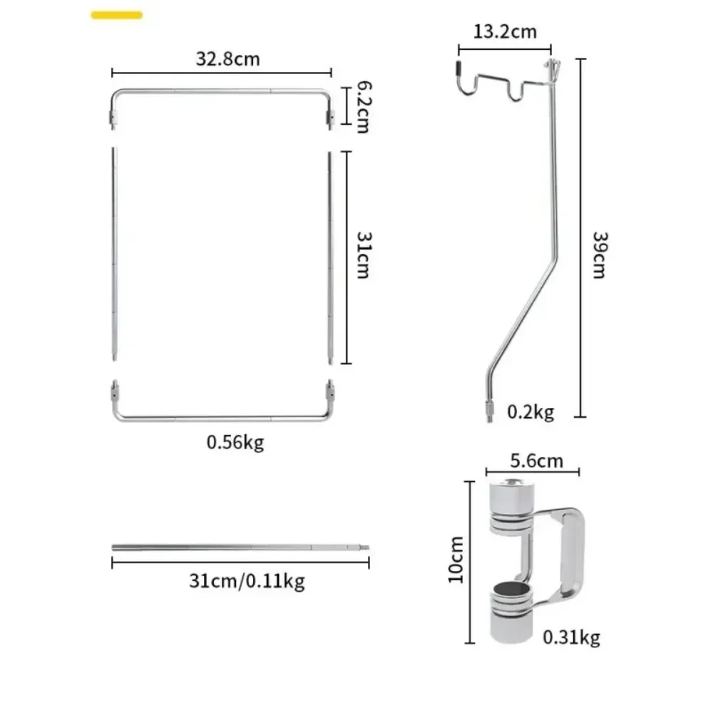 Mesa IGT para exteriores, marco de escritorio extensible portátil, soporte de poste de luz para acampar, escritorio de acero inoxidable, accesorios