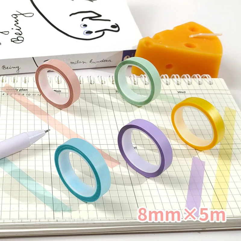 10 Rolls Morandi Highlighter Reading Sticky Tape Transparent Fluorescent File Folder Index Tabs Book Annotation Sticky Notes