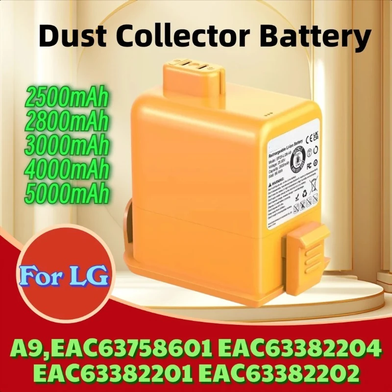 

Large Capacity Dust Collector Battery for LG A9,EAC63758601 EAC63382204 EAC63382201 EAC63382202 EAC63382205 EAC63382208