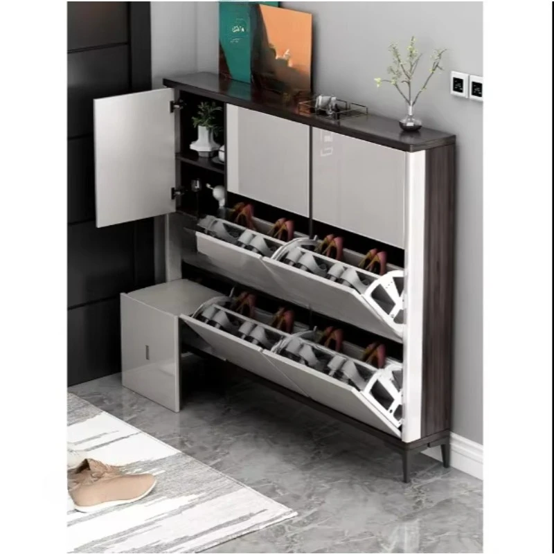 Ultra-thin flip shoe cabinet Home entrance Wooden entrance Shoe rack Tipping bucket cabinet