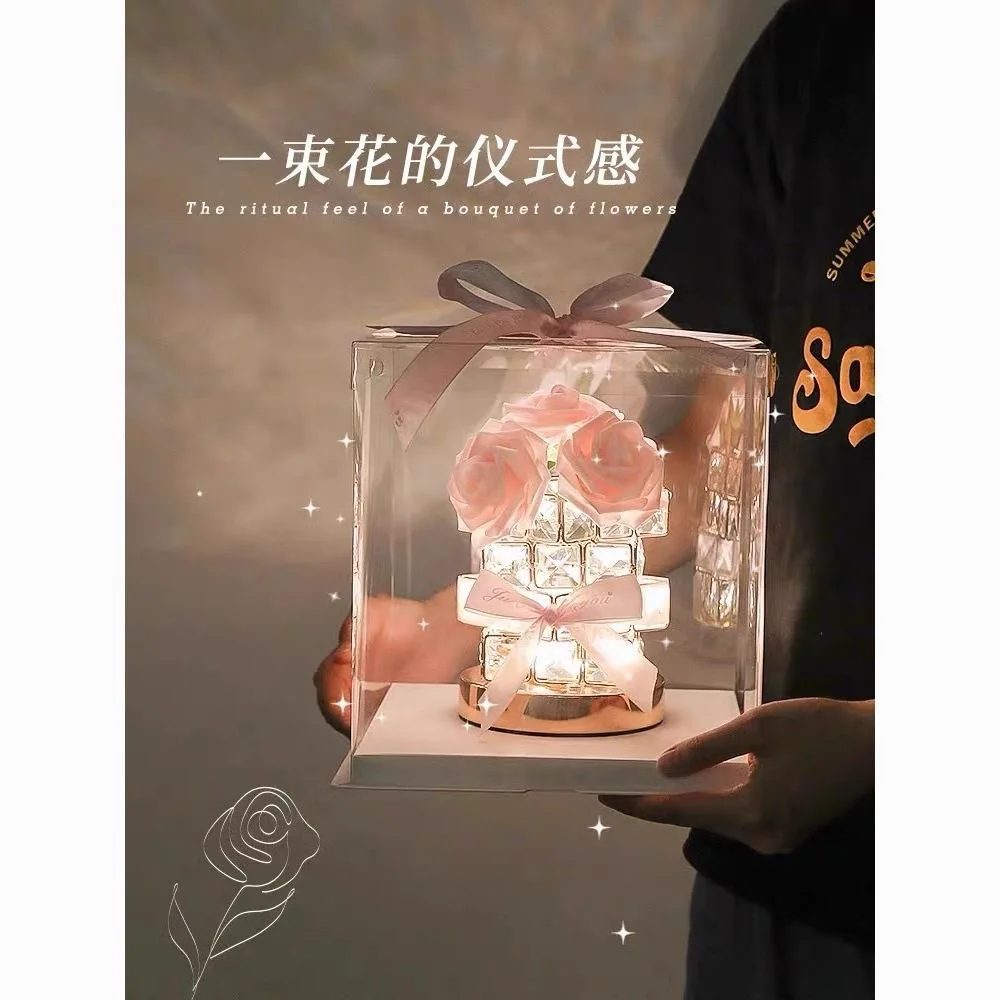 Christmas Gift Rose Crystal Warm and Romantic Decorative Lamp for Girls Birthday Holiday Valentine's Day Gift Ornament Lamp Night Light