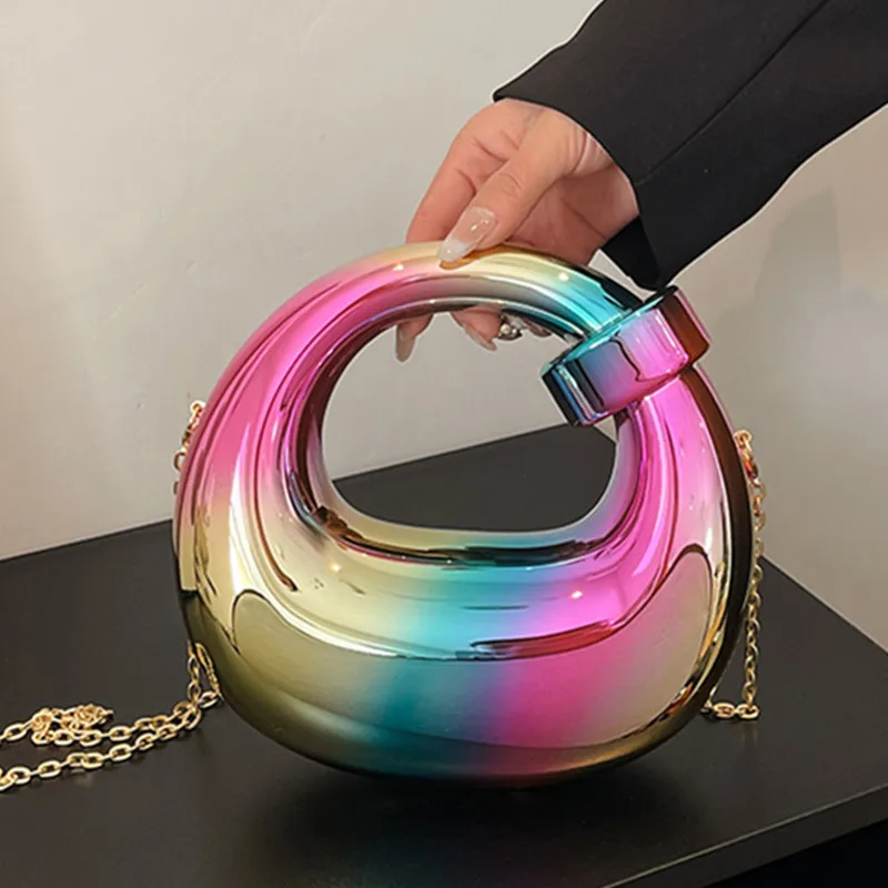 

Роскошный дизайнерский вечерний клатч, прозрачная акриловая женская сумка, модная сумка через плечо, свадебные кошельки в форме полумесяца, вечерние дамы