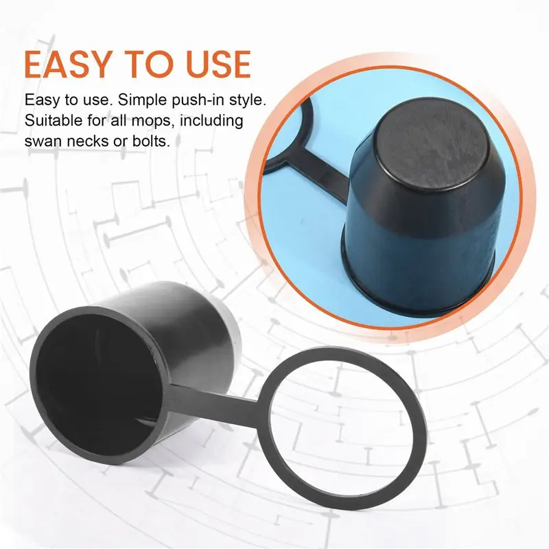 Black Tow Bar Ball Push-In Type Cover Cap Car Hitch Towball Trailer Protection Cap EIG88 Suitable For RV Trailer-A91R
