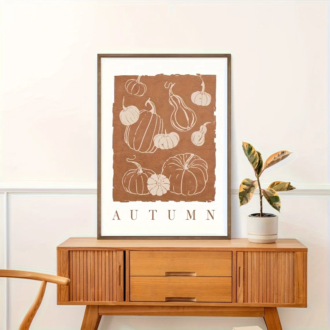 2D Flat, 2D Flat, 1pc Vintage Pumpkin Artwork on Canvas for Wall Decoration - Featuring an Autumn Harvest Theme with The Word
