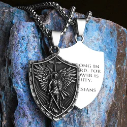 Angel St.Michael Guardian Amulet Men Necklaces Stainless Steel Pendants Chains Women Jewelry Vintage Accessories Gift Wholesale