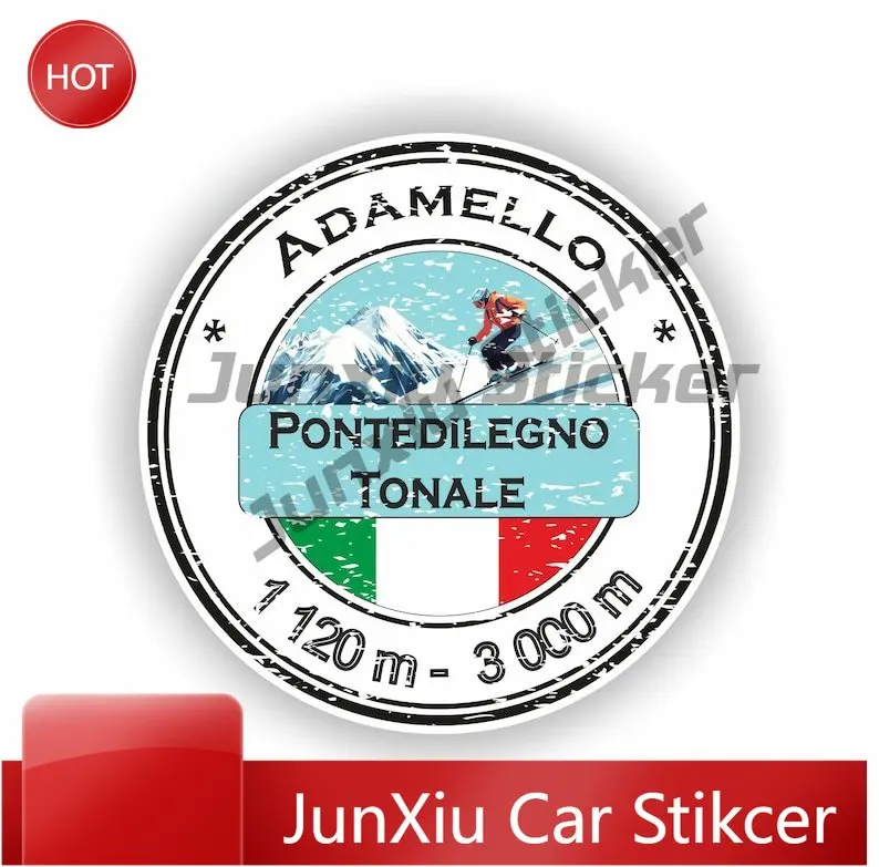 

Pontedilegno Tonale Adamello Italy Italia Ski Snowboard Sticker Premium Auto Accessories For Window Fridge Scratch Cover