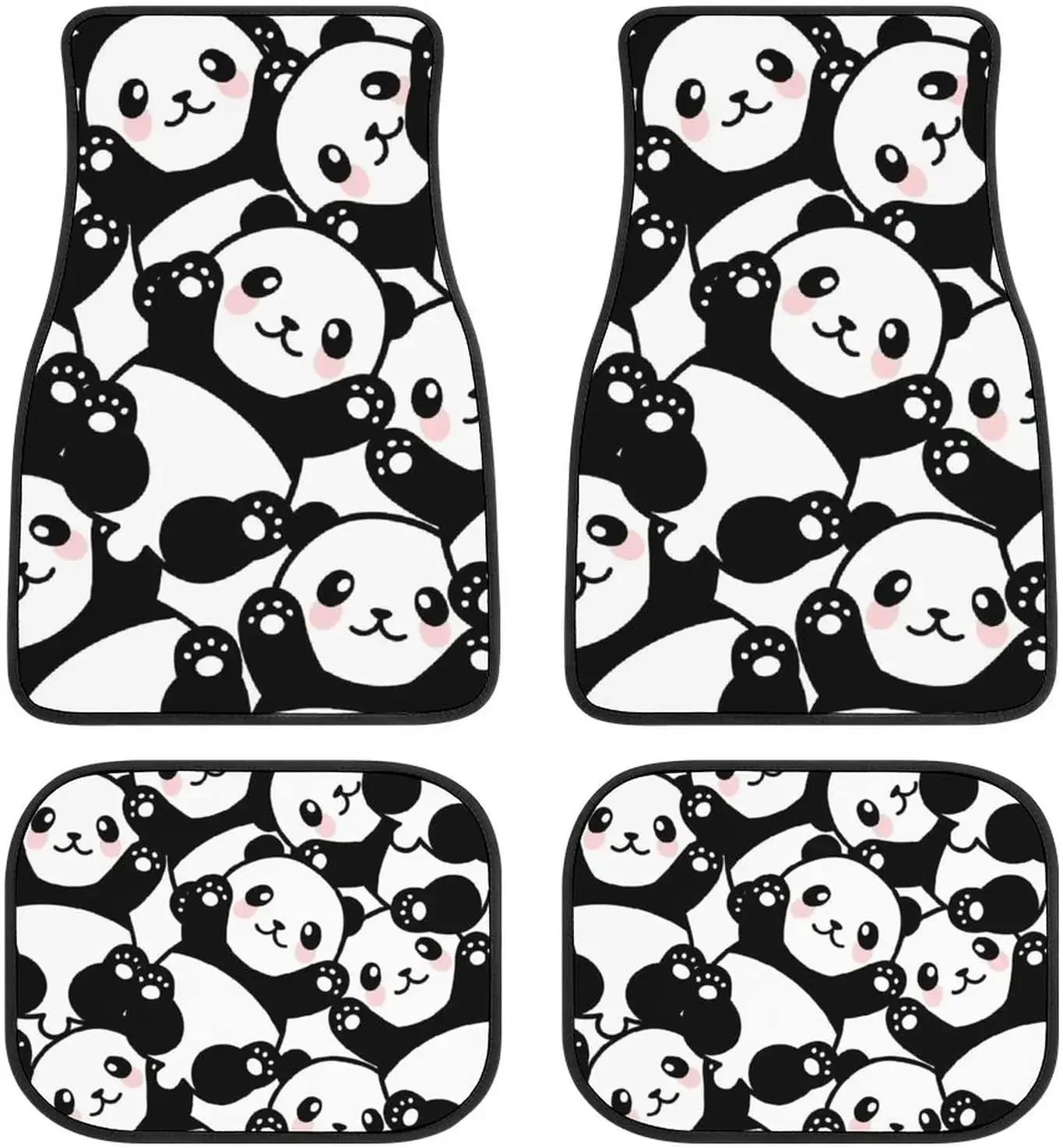 

Funny Panda Face Automotive Car Floor Mats Protection Carpet Decorative Pad for SUV Truck Vans Set of 4