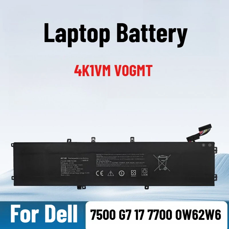 

For Dell VOSTRO 7500 G7 17 7700 0W62W6 4K1VM V0GMT Laptop Battery