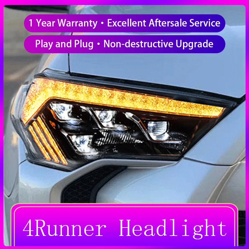 

Headlights For Toyota 4Runner 2014-2021 Front Light DRL Head Lamp Turn Signal Dynamic LED Projector Lens Auto Accessories