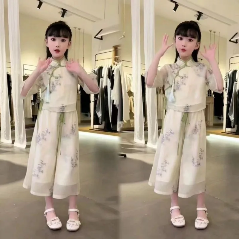 Summer Girls Dresses Embroidered Dress Cheongsam Children's Retro Lace Dresses Baby Summer Dress Baby Kids Clothes 8 10 12 Years