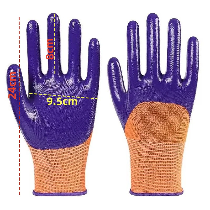 1 par de suministros de seguridad profesionales, guantes protectores de trabajo semi-colgantes de nitrilo, guantes de trabajo de seguridad flexibles para hombres