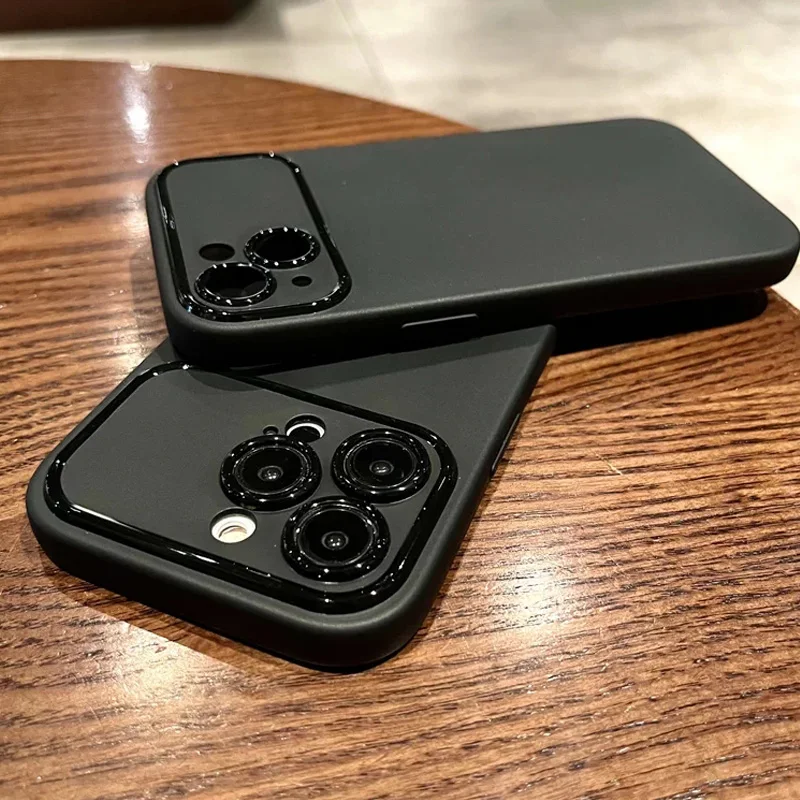 Роскошный матовый силиконовый мягкий чехол для iPhone 17 16 15 14 13 12 11 ProMax Plus Air X XR XS, однотонный черный, ультратонкий, защитный корпус