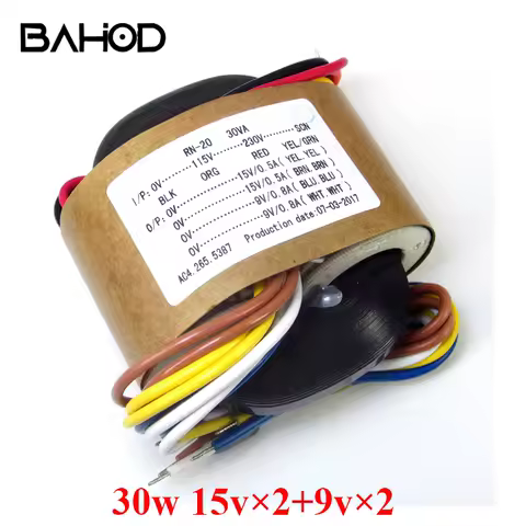 BAHOD 30w R Type Power Transformer 15v*2+9v*2 for HIFI Amplifier Audio Accessories
