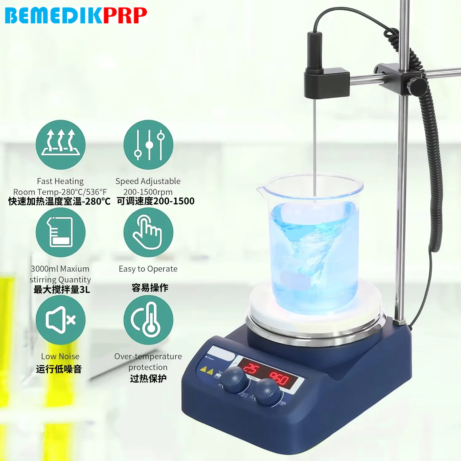 Constant Temperature 3L Laboratory Hotplate Magnetic Mixer Hot Plate MS-H280-Pro LED Digital Heating Magnetic Stirrer
