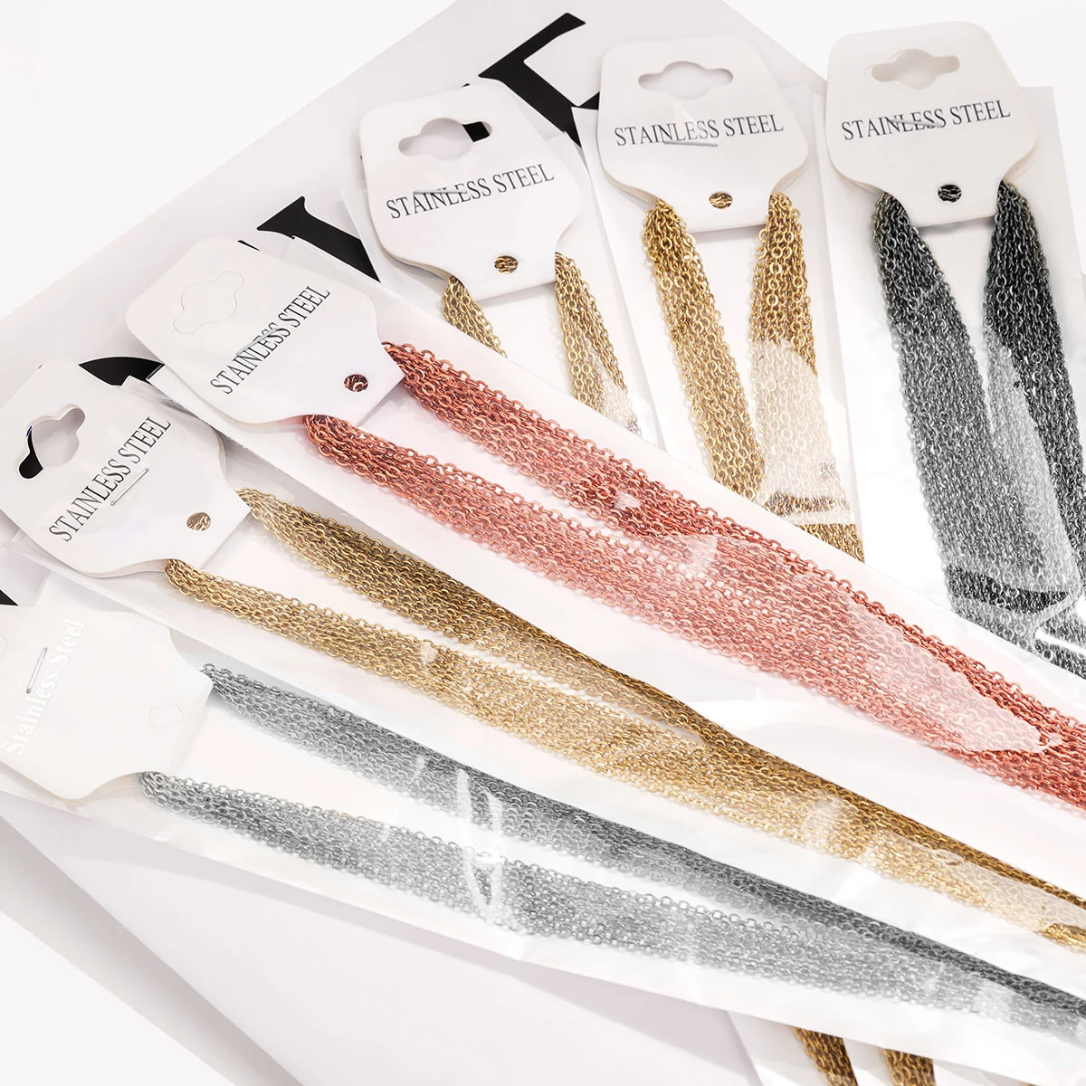 10Pcs Łańcuch ze stali nierdzewnej DIY Ssuits PVD pozłacany O Shape Rolo Link Kubański długi naszyjnik dla kobiet Biżuteria wisiorek Hurtownia