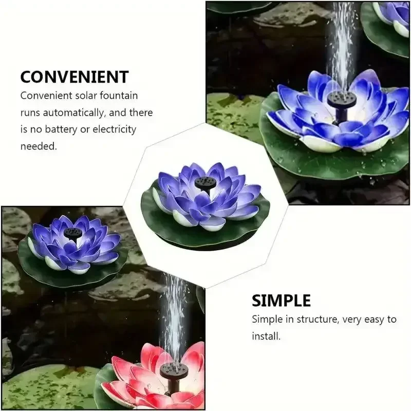 Lotus Shaped Solar Fountain Pond Decorative Man-made Lotus Shape Floating Garden Fountain  Solar Powered Outdoor Bird Bath Pool