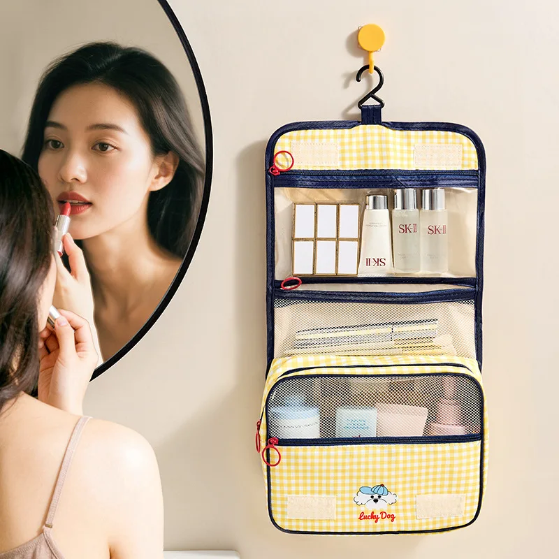 1PCS Cute Print Reinforced Edge Stain-resistant Polyester Makeup Bag for Short Trip Hotel Toiletry Storage Home Organization