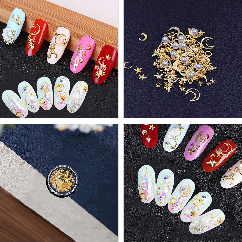 

4 Boxes Nail Decorations Stylish Nail Charms for Women Wedding Party DIY Salon Accessories