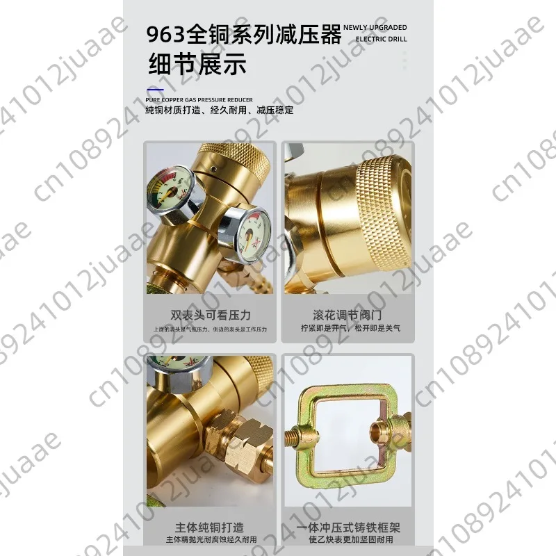 Alloy Mini Oxygen Regulator Oxygen Pressure Reducing Regulators Valve G5/8 Oxygen Pressure Reducer Anti Fall Welding Gas Meter
