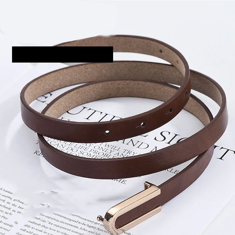 Belt For Dresses Woman High Quality Trend Thin Waistband Fashion Brand Leather Women Waist Belts Gold Buckle White Belt DT078