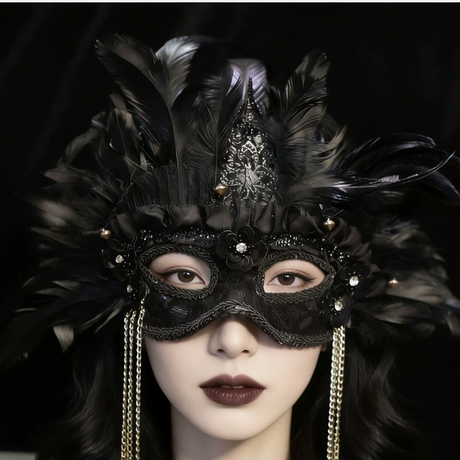 

Halloween ball mask, feather hollow makeup ball mask, live broadcast mask