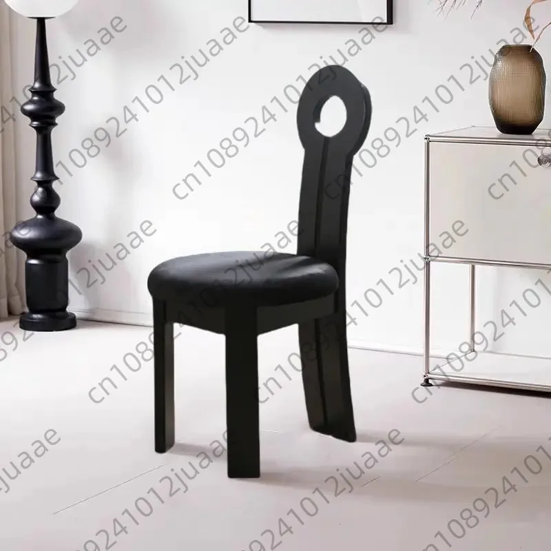 French solid wood dining chair medieval mermaid key chair backrest retro wabi sabi designer restaurant makeup stool