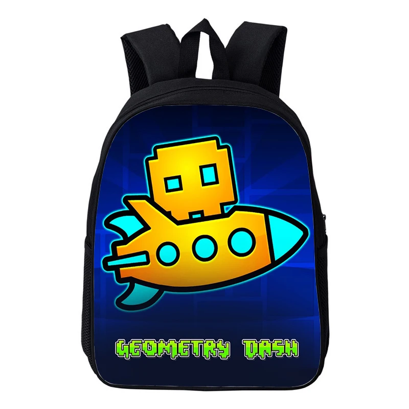 Mochila impermeável para crianças, Angry Geometry Dash Print, Mochilas escolares leves para meninos e meninas, Saco de jardim de infância