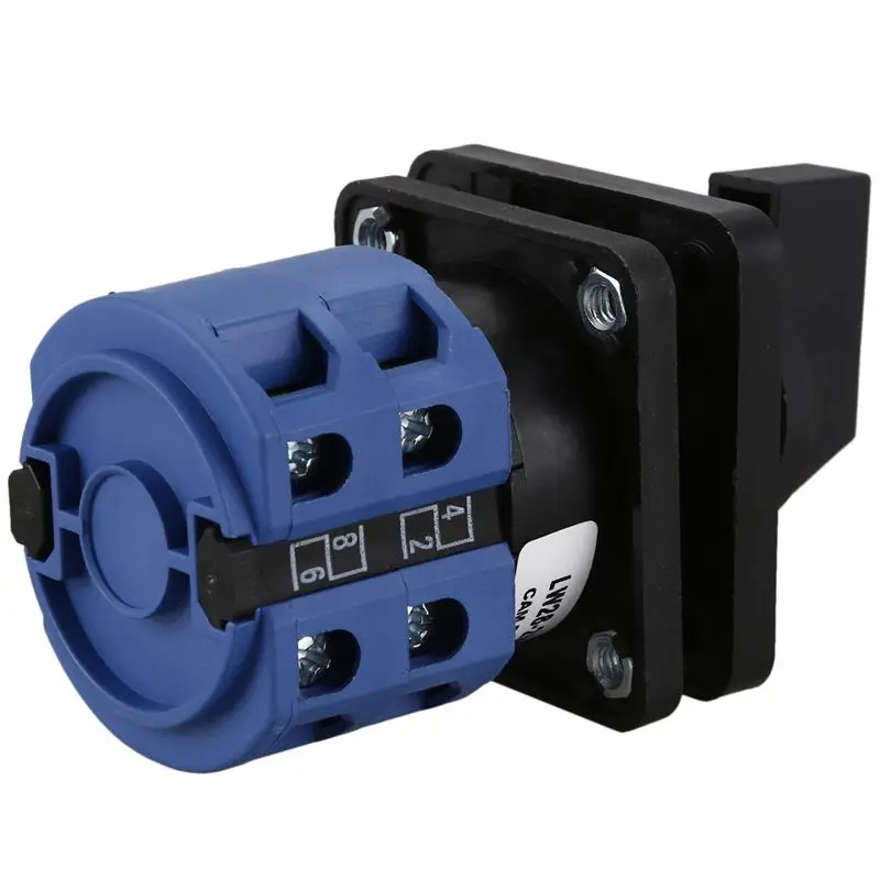 A04G-4X AC660V 25A 2-Pole 3-Position Momentary Plastic Rotary Changeover Switch Blue+Black