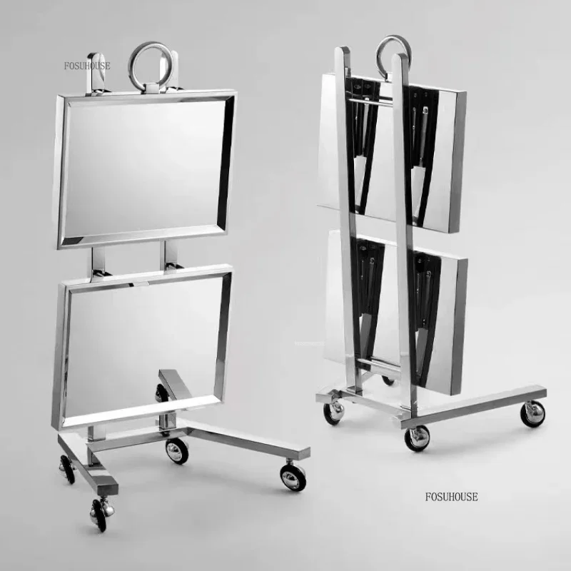 Stainless Steel Barber Shop Drawers Folding Salon Trolleys Beauty Salon Perm Dyeing Trolley Mobile Tool Cart For Salon Furniture