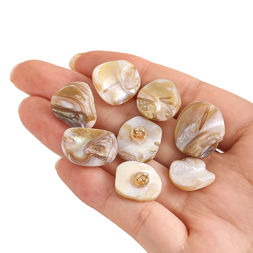 10pcs Irregular Shell Shank Buttons Natural Mother of Pearl Sewing Button DIY Needlework Clothes Decor Scarpbooking Embelishment view 6