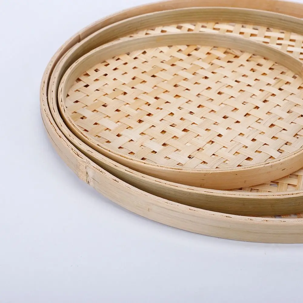 New Handmade Weaving Bamboo Sieve Raft 6 Sizes Easy To Clean Storage Basket Round Dustpan Home Decor