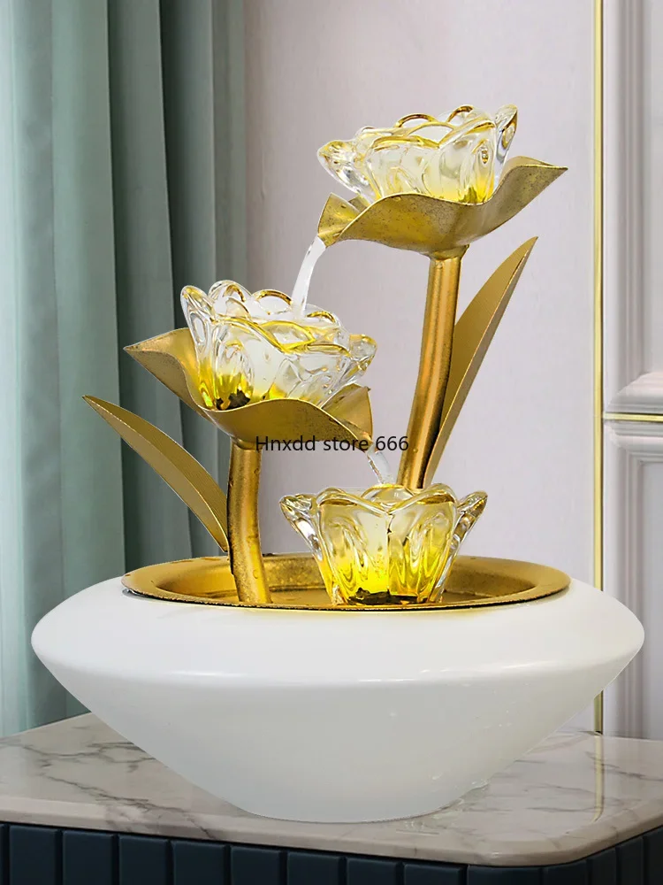 Modern running water ornament crystal lotus small running water