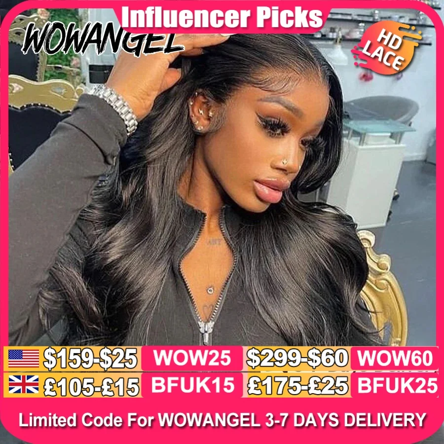 Wow Angel 250% density 13x6 HD Lace Front Wigs Body Wave Melt Skins 13x4 HD Lace Full Frontal Wig Human Hair Wigs Pre Plucked