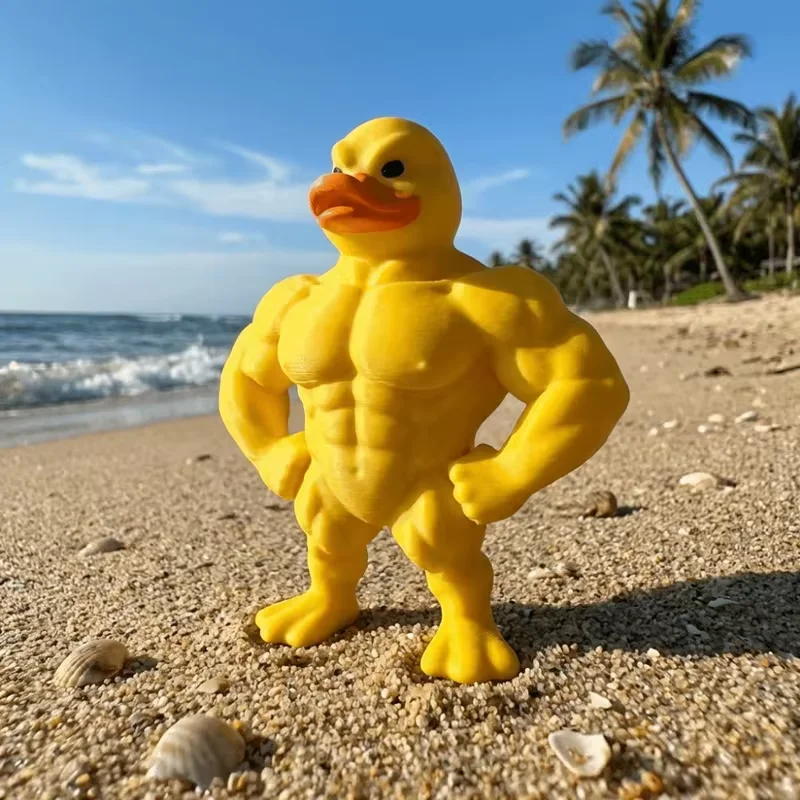 Estatua de Pato Musculoso – Decoración de Escritorio 3D, Figura de Pato Musculoso de Diseño Divertido, Decoración Creativa de Escritorio con Pato Musculoso
