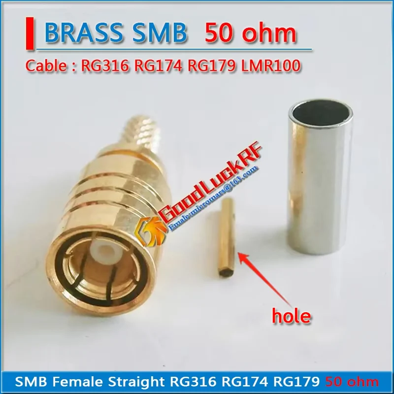 SMB Female Crimp RG316 RG174 RG179 LMR100 50-1.5 Cable Straight 50 ohm Window needle Right Angle Copper RF Connector Adapters