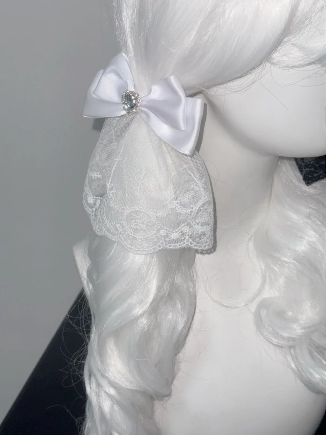 Lolita – ruban en Polyester pour femmes, dentelle, strass, grand nœud papillon, épingle à cheveux, personnalité de la mode, pince à cheveux pour mines terrestres douces et mignonnes