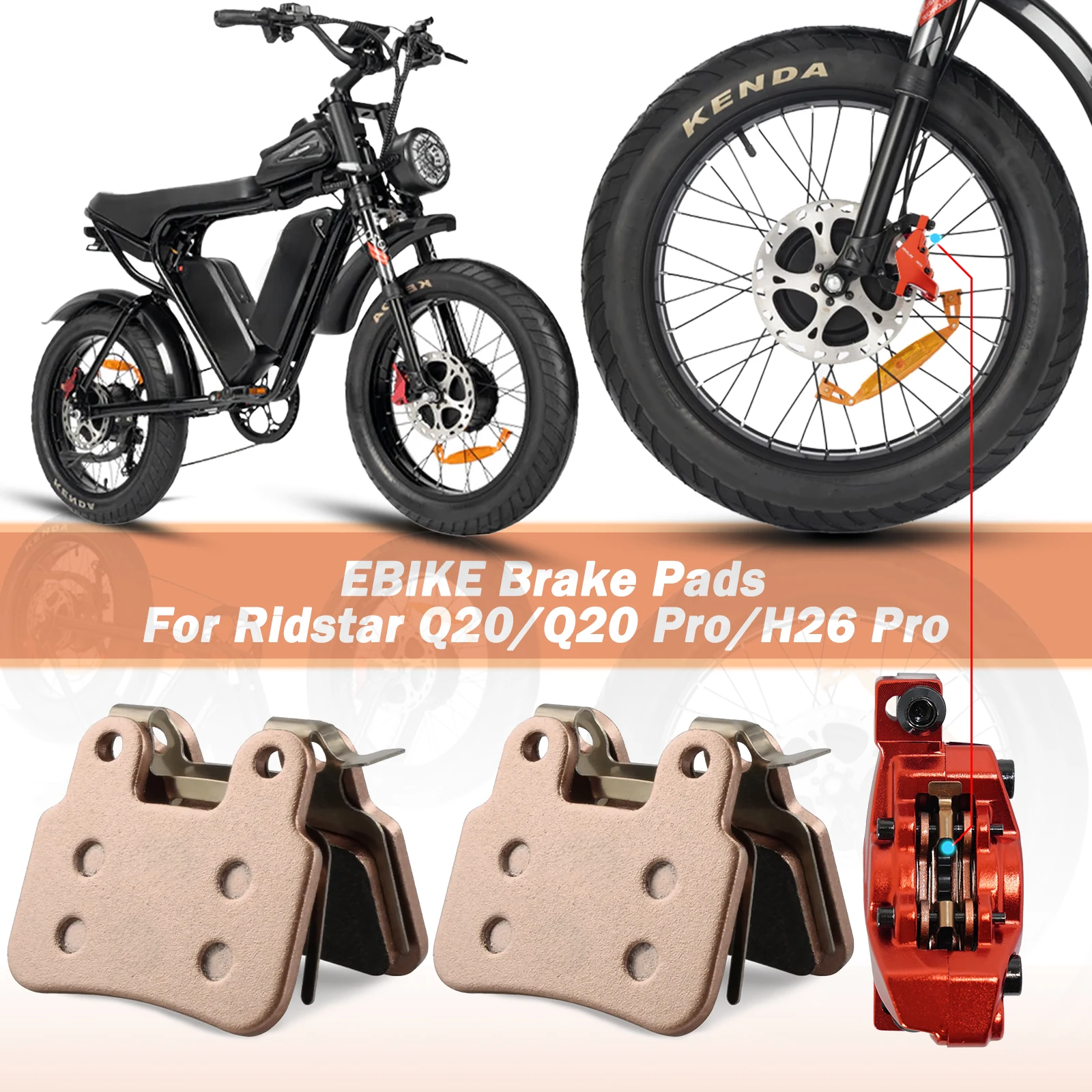 

Upgraded Front/Rear Semi-Metallic Brake Pads Better Than OEM for Ridstar Q20/Q20 Mini/Q20 Pro/MN26/H20 Pro/DC26 E-Bike ﻿