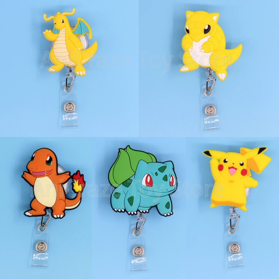 12 Pieces Pokemon Ster Cartoon Anime Badge Id Clip Reel Retractable Holder Office Work Nurse Name Badge Tag Clip on Card Holders - view 3