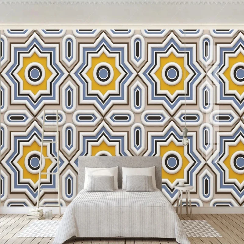 Custom 3D Mural Wallpaper Geometric Gold Lines Retro Style Living Room Sofa TV Background Wall Decor Home Papel De Parede