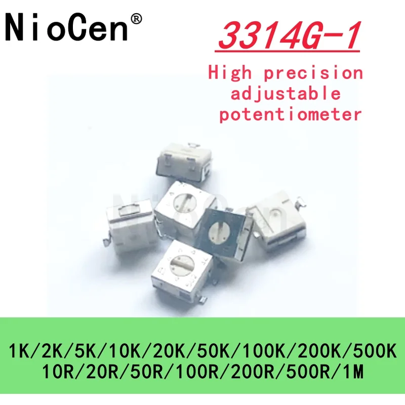 

10PCS 3314G-1 1K 2K 5K 10K 20K 50K 100K 10R SMD Precision Adjustable Resistance Trimmer Potentiometer 501 102 502 103 203 503