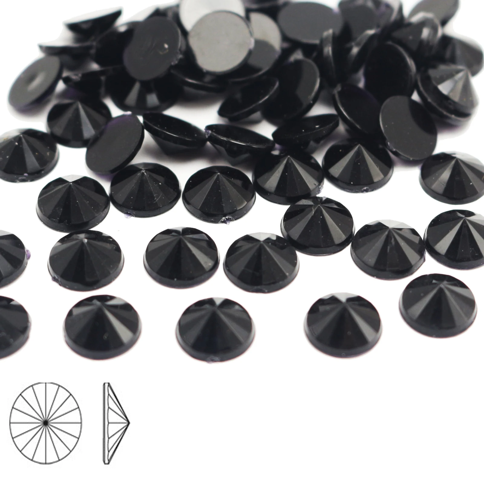 Craft DIY Acrylic Flatback Round Rivoli Rhinestone Gems 8mm Pyramid Cone Shaped