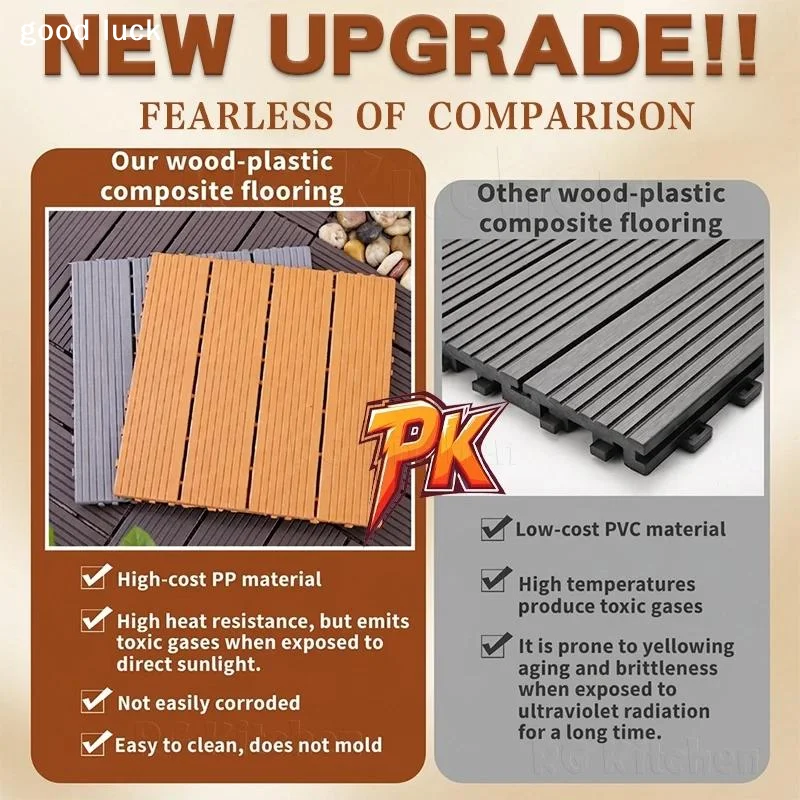 Anti-corrosion Balcony Flooring Waterproof Plastic Wood Plastic Wood Flooring Wear-resistant DIY Splicing Floor Boards Terrace
